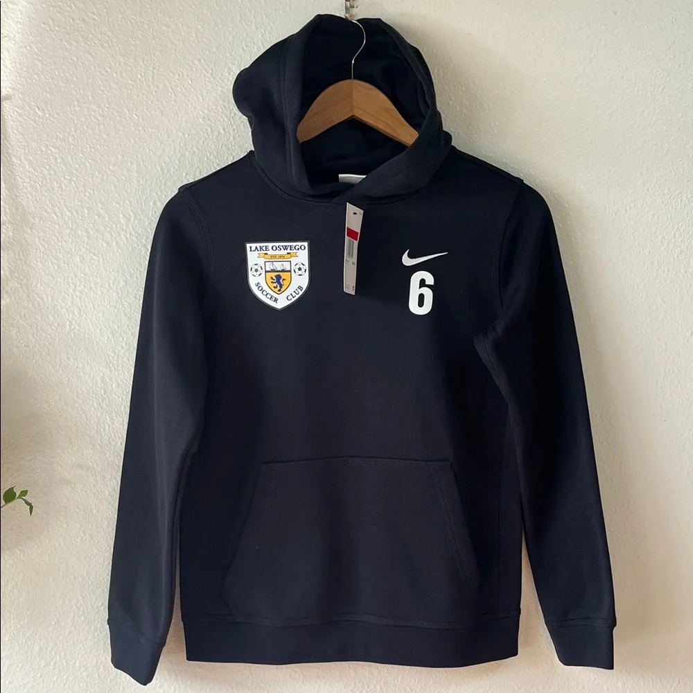 Nike Black Pullover Hoodie Hooded Sweatshirt NWT Kids L Personalized Soccer